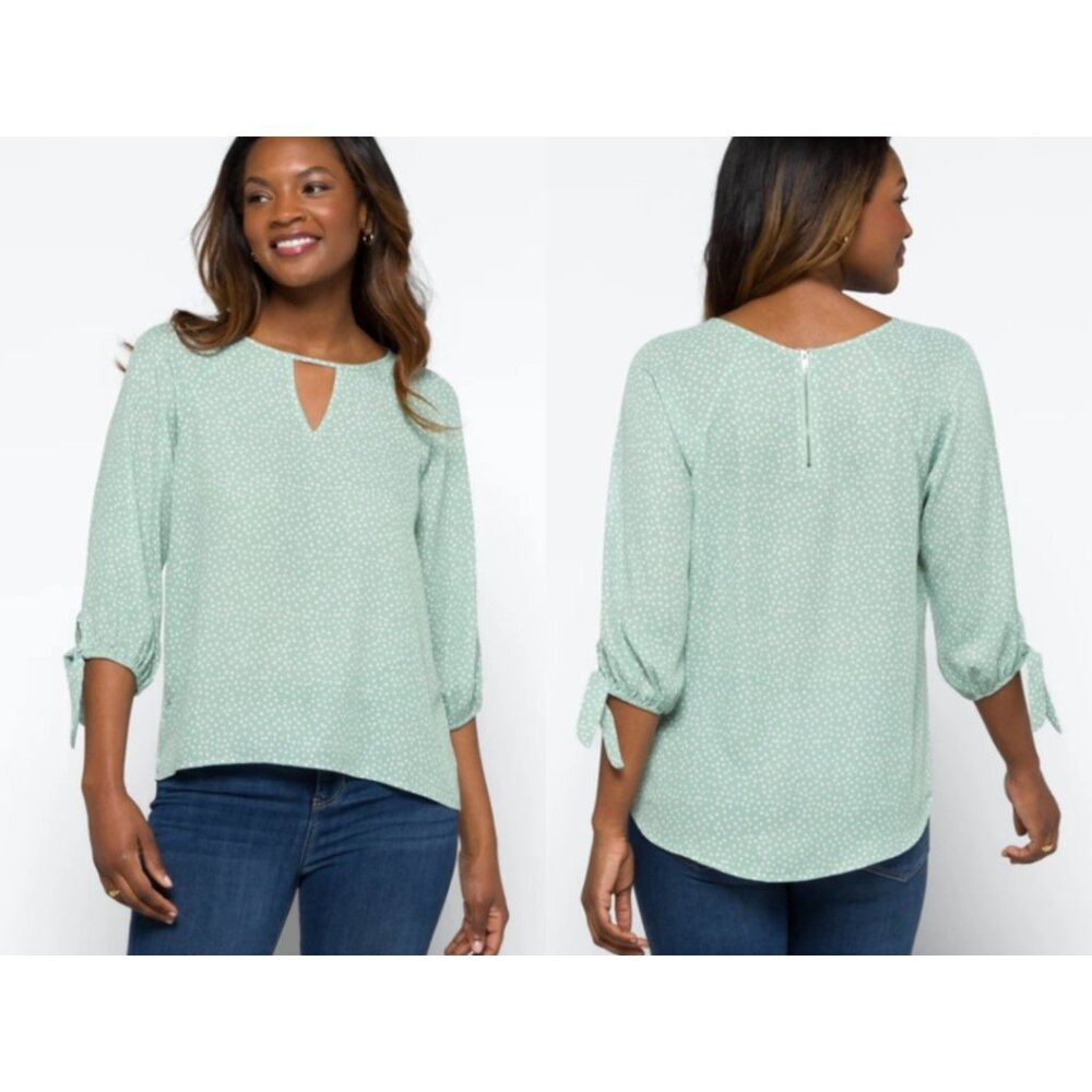 EUC✨ PAPERMOON XL mint/light blue Coraley 3/4 Tie Sleeve Blouse from Stitchfix